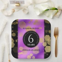 Elegant 6e Amethyst Wedding Jubileum Papieren Bordje