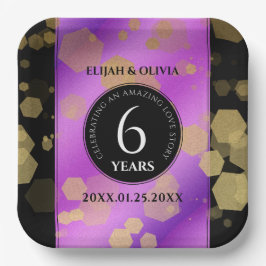Elegant 6e Amethyst Wedding Jubileum Papieren Bordje