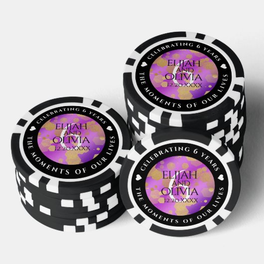 Elegant 6e Amethyst Wedding Jubileum Poker Chips (Opstapeling)