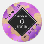 Elegant 6e Amethyst Wedding Jubileum Ronde Sticker (Voorkant)