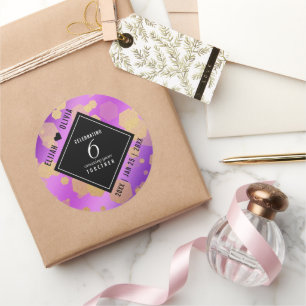 Elegant 6e Amethyst Wedding Jubileum Ronde Sticker