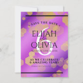 Elegant 6e Amethyst Wedding Jubileum Save The Date (Voorkant)