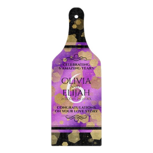 Elegant 6e Amethyst Wedding Jubileum Snijplank (Voorkant)