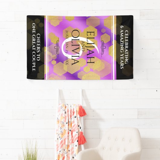 Elegant 6e Amethyst Wedding Jubileum Spandoek (Insitu)