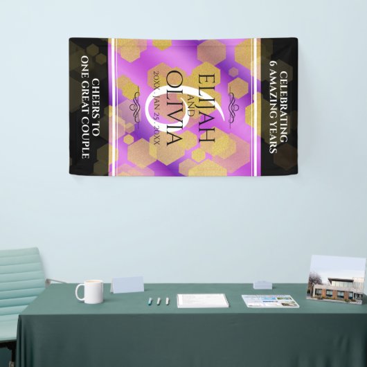 Elegant 6e Amethyst Wedding Jubileum Spandoek (Beurs)