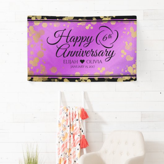 Elegant 6e Amethyst Wedding Jubileum Spandoek (Insitu)