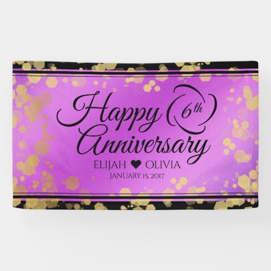 Elegant 6e Amethyst Wedding Jubileum Spandoek