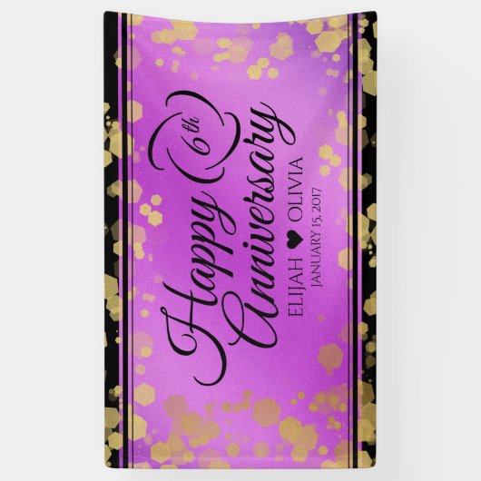 Elegant 6e Amethyst Wedding Jubileum Spandoek (Verticaal)