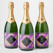 Elegant 6e Amethyst Wedding Jubileum Sparkling Wijnetiket (Flessen)