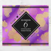 Elegant 6e Amethyst Wedding Jubileum Sparkling Wijnetiket (Enkel label)