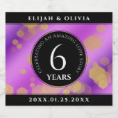 Elegant 6e Amethyst Wedding Jubileum Sparkling Wijnetiket (Enkel label)