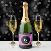 Elegant 6e Amethyst Wedding Jubileum Sparkling Wijnetiket