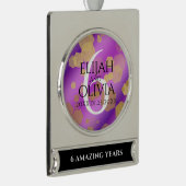 Elegant 6e Amethyst Wedding Jubileum Verzilverd Banner Ornament (Rechts)