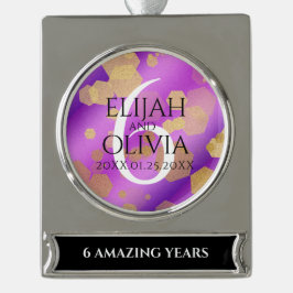 Elegant 6e Amethyst Wedding Jubileum Verzilverd Banner Ornament