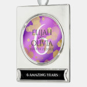 Elegant 6e Amethyst Wedding Jubileum Verzilverd Banner Ornament (Links)