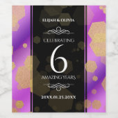 Elegant 6e Amethyst Wedding Jubileum Wijn Etiket (Enkel label)