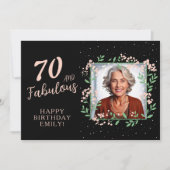 Elegant 70 and Fabulous Flower 70th Birthday Photo Kaart (Voorkant)