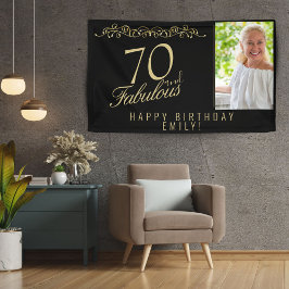 Elegant 70 en Fabulous Birthday Photo Black Spandoek