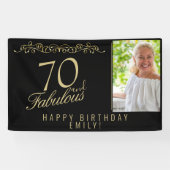 Elegant 70 en Fabulous Birthday Photo Black Spandoek (Horizontaal)