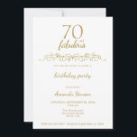Elegant 70 en Fabulous Ornament 70th Birthday Kaart<br><div class="desc">Elegant 70 en Fabulous Ornament 70th Birthday Kaart. 70 en fantastische tekst in trendy gouden schrift en een elegant ornament. Personaliseer de uitnodiging.</div>