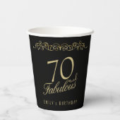 Elegant 70 en Fabulous Ornament 70th Birthday Papieren Bekers (Achterkant)
