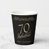 Elegant 70 en Fabulous Ornament 70th Birthday Papieren Bekers (Voorkant)