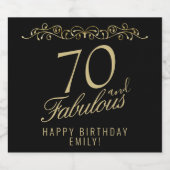 Elegant 70 en Fabulous Ornament 70th Birthday Sparkling Wijnetiket (Enkel label)