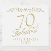Elegant 70 en Fabulous Ornament 70th Birthday Sparkling Wijnetiket (Enkel label)