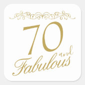 Elegant 70 en Fabulous Ornament 70th Birthday Vierkante Sticker (Voorkant)