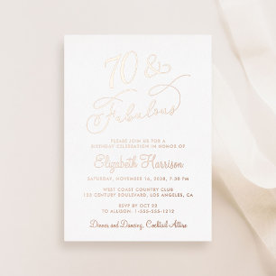 Elegant 70 en fantastisch 70ste verjaardagsfeest folie uitnodiging