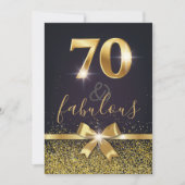 Elegant 70 & Fabulous Gold Glitter 70th Birthday Kaart (Voorkant)