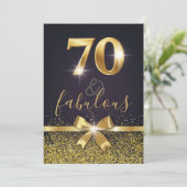 Elegant 70 & Fabulous Gold Glitter 70th Birthday Kaart (Staand voorkant)