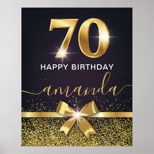 Elegant 70 & Fabulous Gold Glitter 70th Birthday Poster (Voorkant)