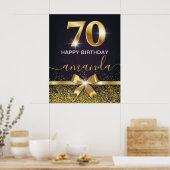 Elegant 70 & Fabulous Gold Glitter 70th Birthday Poster (Keuken)