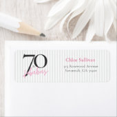Elegant 70 & Fabulous Roze Script Verjaardagsfeest Etiket (Insitu)