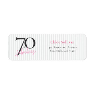 Elegant 70 & Fabulous Roze Script Verjaardagsfeest Etiket