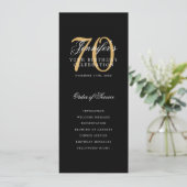Elegant 70e Programma Goud Zwart Menu+Bedankt (Staand voorkant)