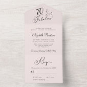 Elegant 70e roze verjaardag all in one uitnodiging (Binnen)