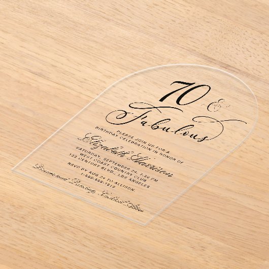 Elegant 70e verjaardag acryl uitnodigingen (Laagn)