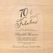 Elegant 70e verjaardag acryl uitnodigingen (Voorkant)