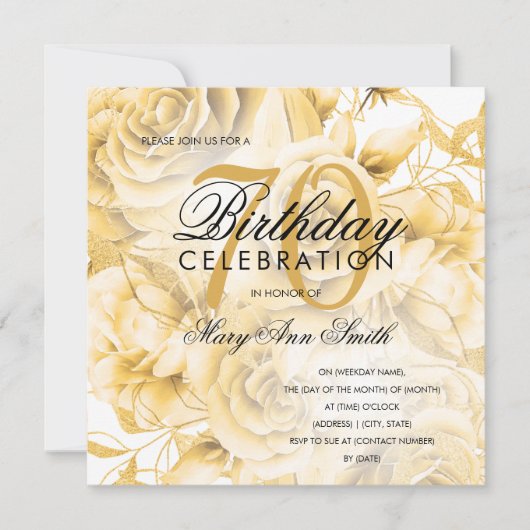 Elegant 70e verjaardag Floral Gold (Voorkant)