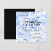 Elegant 70e verjaardag Floral Navy Blue (Voorkant / Achterkant)