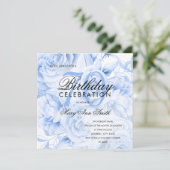 Elegant 70e verjaardag Floral Navy Blue (Staand voorkant)