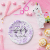 Elegant 70e verjaardag Floral Paars Papieren Bordje (Feest)