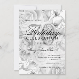 Elegant 70e verjaardag Floral Silver White Kaart