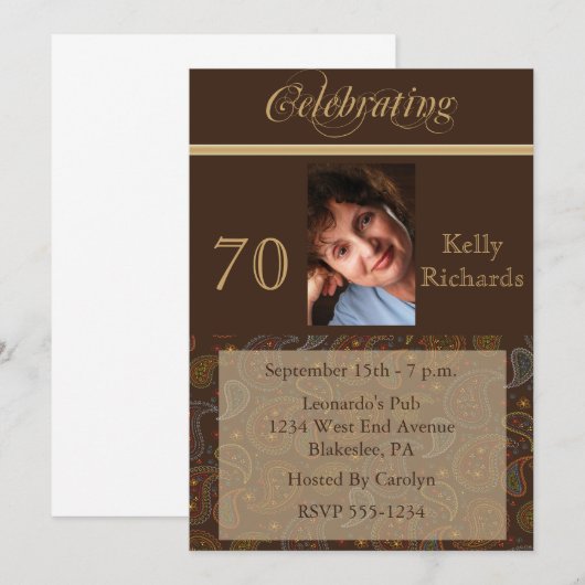 Elegant 70e verjaardag Foto-uitnodigingen Kaart (Voorkant / Achterkant)