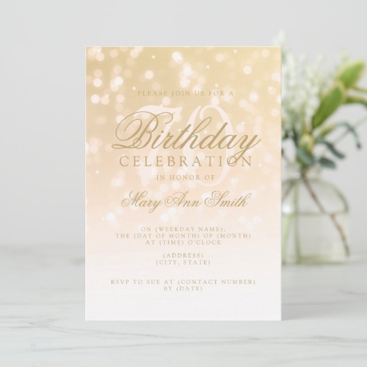 Elegant 70e verjaardag Gold Bokeh Sparkle Lights Kaart (Staand voorkant)