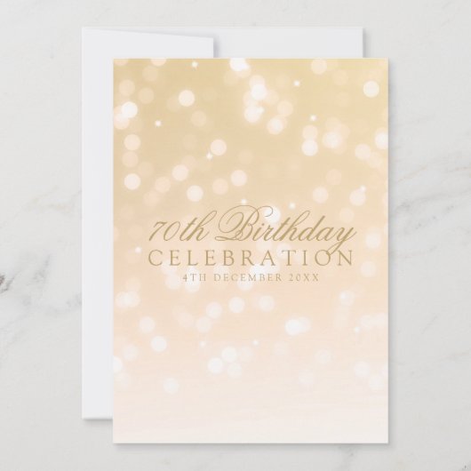 Elegant 70e verjaardag Gold Bokeh Sparkle Lights Kaart (Achterkant)