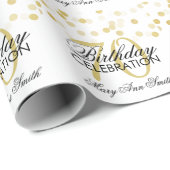 Elegant 70e verjaardag Gold Foil Glitter Lichten Cadeaupapier (Rol Hoek)