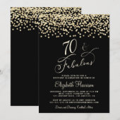 Elegant 70e verjaardag Gold Glitter Black Kaart (Voorkant / Achterkant)